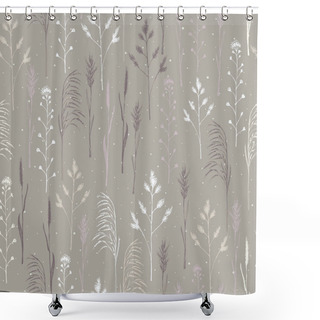 Personality  Vector Wild Grass Seamless Pattern Print Background. Shower Curtains