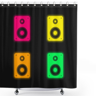 Personality  Big Speaker Four Color Glowing Neon Vector Icon Shower Curtains