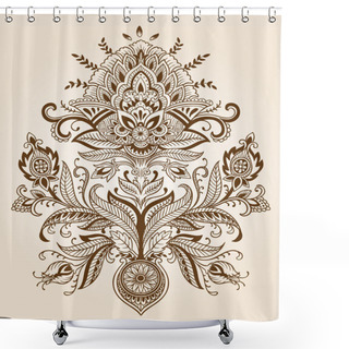 Personality  Henna Paisley Lace Flower Vector Shower Curtains