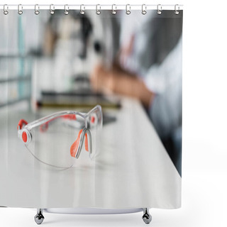 Personality  Protective Goggles On Lab Table Shower Curtains