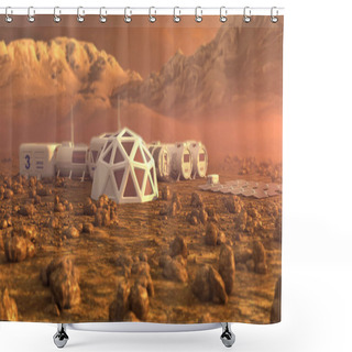 Personality  Mars Planet Satellite Station Orbit Base Martian Colony Space Landscape. Elements Of This Image Furnished By NASA. Shower Curtains