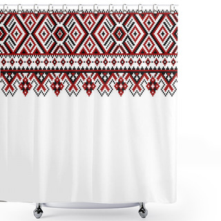 Personality  Tribal Pattern ( Assamese Pattern ) Of Northeast India Which Is Used For Textile Design In Assam Gamosa , Muga Silk Or Other Treditional Dress.similar To Ukrainian Pattern Or Russian Pattern. Shower Curtains