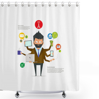 Personality  Modern Businessman Makes A Lot Of Things Shower Curtains
