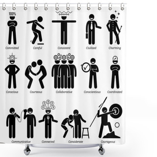 Personality  Positive Personalities Character Traits. Stick Figures Man Icons. Starting With The Alphabet C. Shower Curtains