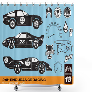 Personality  Retro Sport Cars Vector Illustration Shower Curtains