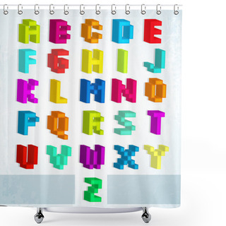 Personality  Multicolored Blocks Alphabet. Vector Illustration. Shower Curtains