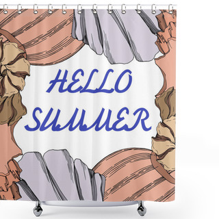 Personality  Vector Summer Beach Seashell Tropical Elements. Black And White  Shower Curtains