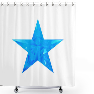 Personality  Low Poly Blue Star Make With Triangles. Flickering Polygonal Star Vector Background Shower Curtains