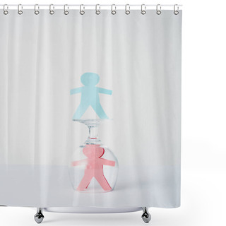 Personality  Paper Cut Of Gender Equality Near Glass On White, Sexual Equality Concept  Shower Curtains