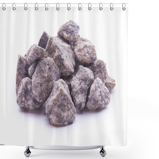 Personality  Granite Stones Isolated On The White Background Shower Curtains