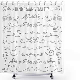 Personality  Set Of Hand Drawn Vignettes In Retro Style. Shower Curtains