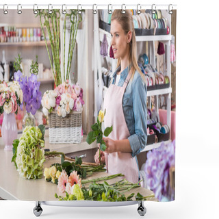 Personality  Florist Working In Flower Shop Shower Curtains