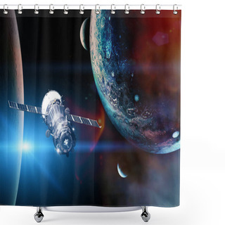 Personality  Alien Planets. Spacecraft Launch Into Space. Elements Of This Image Furnished By NASA. Shower Curtains