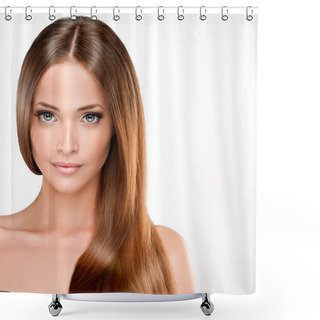 Personality  Beautiful Girl With Brown Long Hair Shower Curtains