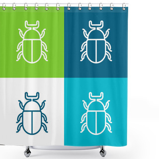 Personality  Beetle Flat Four Color Minimal Icon Set Shower Curtains