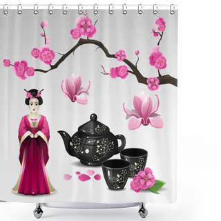 Personality  Japanese Set 6 Shower Curtains