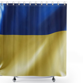 Personality  Top View Of National Ukrainian Flag With Blue And Yellow Colors, Stop War Concept Shower Curtains