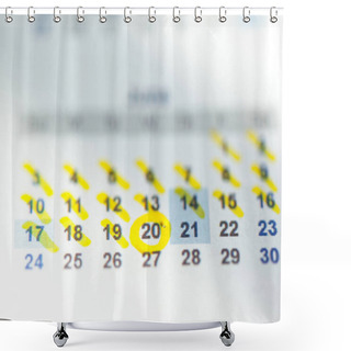 Personality  Closeup Of Dates On Calendar Page Shower Curtains