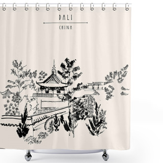 Personality  Traditional Chinese Temple In  Park Dali Shower Curtains