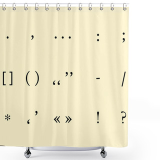 Personality  Set Of Different Punctuation Marks On Krasifom Background. Vector Shower Curtains