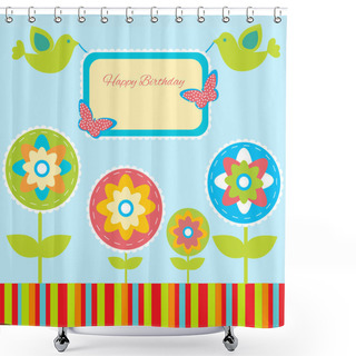 Personality  Birthday Card With Birds Shower Curtains