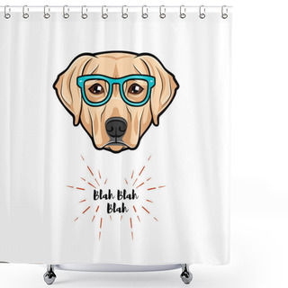 Personality  Vector Images Of Dog Labrador Wearing Glasses On White Background Shower Curtains
