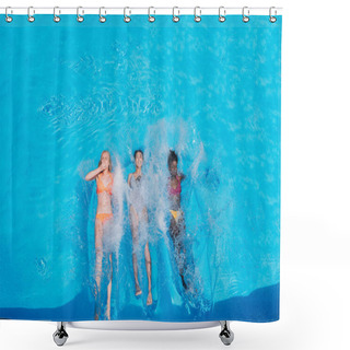 Personality  Multiethnic Women Swimming In Pool Shower Curtains