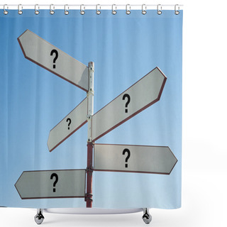 Personality  Signpost With Question Sign On Arrows Shower Curtains