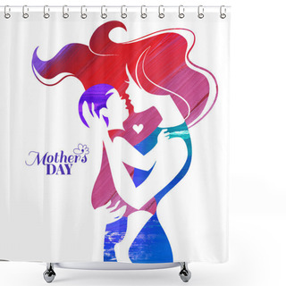 Personality  Mother Silhouette With Her Baby Shower Curtains