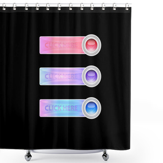 Personality  Vector Set Of Clock Here Buttons Shower Curtains