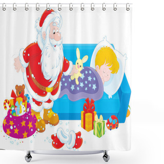 Personality  Santa With Gifts For A Child Shower Curtains