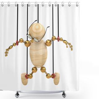 Personality  3d Wood Man Suspended On Laces Shower Curtains
