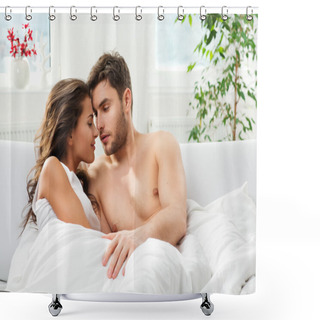 Personality  Young Adult Couple In Bedroom Shower Curtains