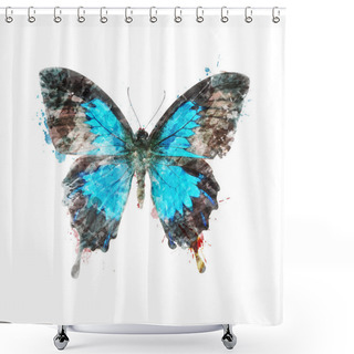 Personality  Watercolor Image Of Tropical Butterfly Shower Curtains