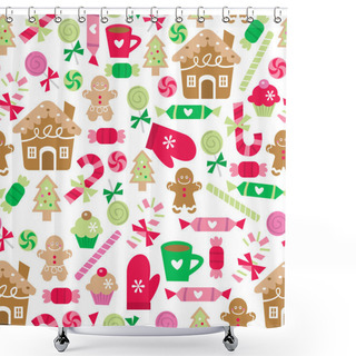 Personality  Christmas Sugar And Spice Seamless Pattern Background Shower Curtains