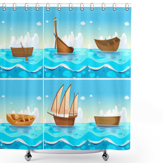 Personality  Ocean Scenes With Boats On Water Shower Curtains