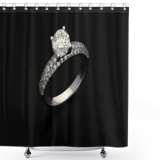 Personality  Diamond Ring On Black Background Shower Curtains