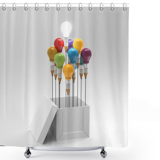 Personality  Drawing Idea Pencil And Light Bulb Concept Creative And Leadersh Shower Curtains