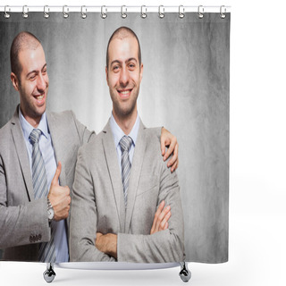 Personality  Businessman Congratulating With Himself Shower Curtains