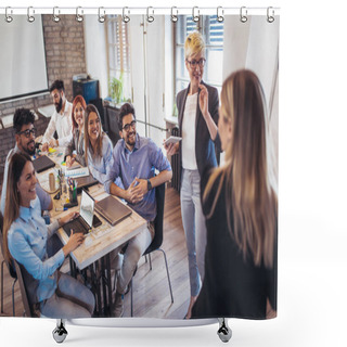 Personality  Business Colleagues In Conference Meeting Room During Presentation Shower Curtains