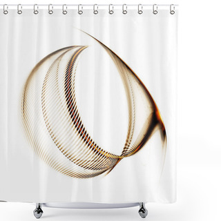 Personality  Golden Abstract, Wavy Lines On White Shower Curtains