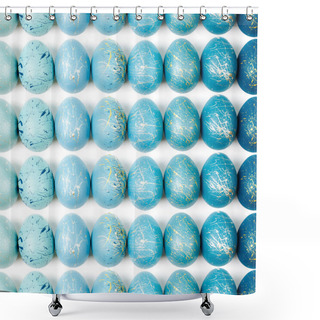 Personality  Pattern Background  With  Blue And Turquoise Speckled Easter Eggs.  Ester Concept Shower Curtains