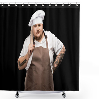 Personality  Chef Holding Rolling Pin  Shower Curtains