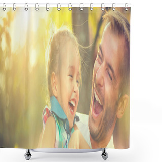 Personality  Father With His Little Daughter Shower Curtains