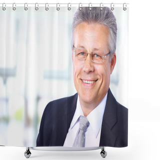 Personality  Portrait Of A Happy Senior Business Man Smiling Shower Curtains