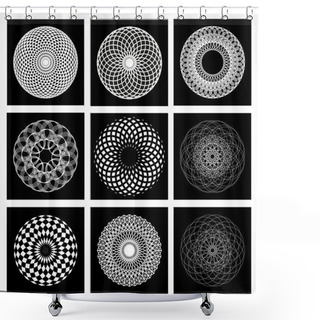 Personality  Monochrome Elegant Pattern. Black And White Geometric Circular Pattern. Shower Curtains