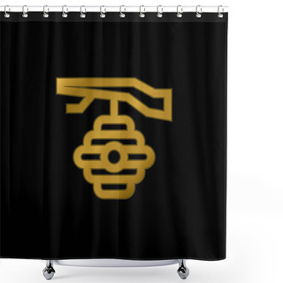 Personality  Beehive Gold Plated Metalic Icon Or Logo Vector Shower Curtains
