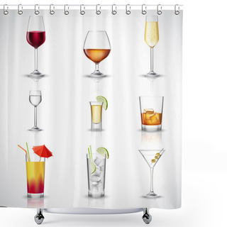 Personality  Alcohol Realistic Set Shower Curtains
