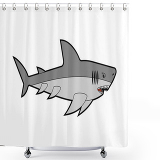 Personality  Shark Isolated. Sea Predator. Large Predatory Marine Fish. Vector Illustration Shower Curtains