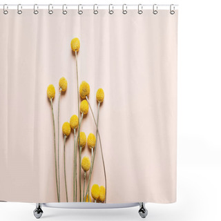 Personality  Craspedia Globosa Dry Flowers Shower Curtains
